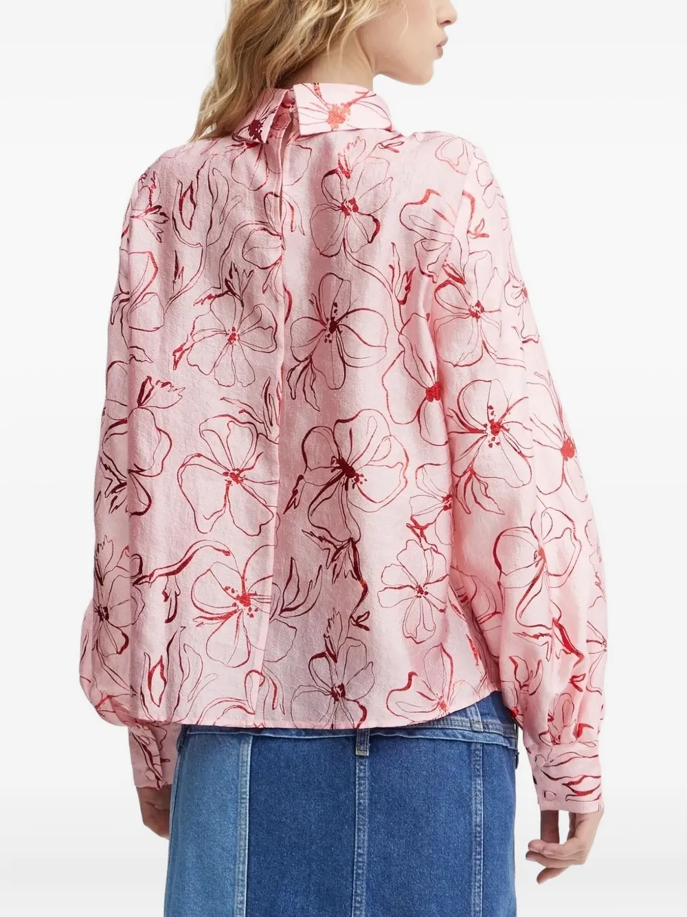 

Блузка с цветочным принтом и рукавами-фонариками Stine Goya, розовый