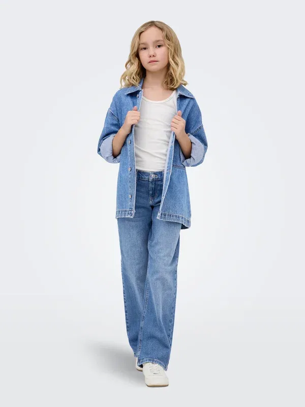 Джинсы Only Girls Wide fit kogjulles low waist straight fit relaxed fit, средне-синий деним