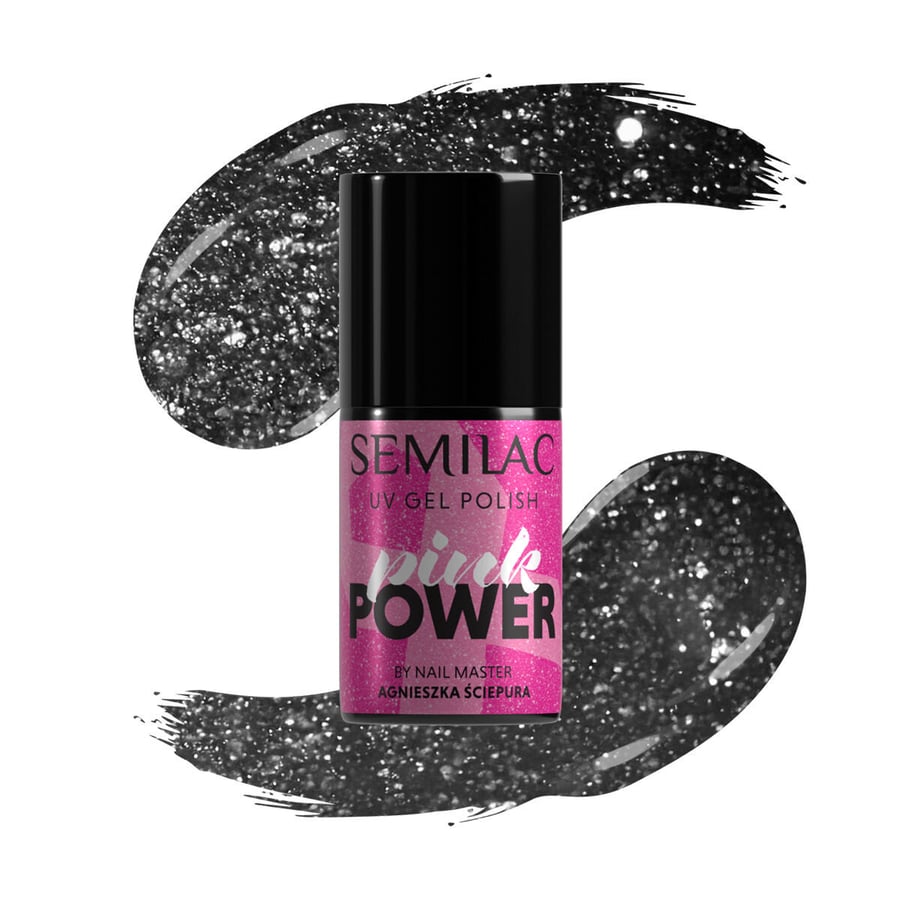 

Гибридный лак для ногтей Glitter Black Opal #A705 Semilac 7 мл