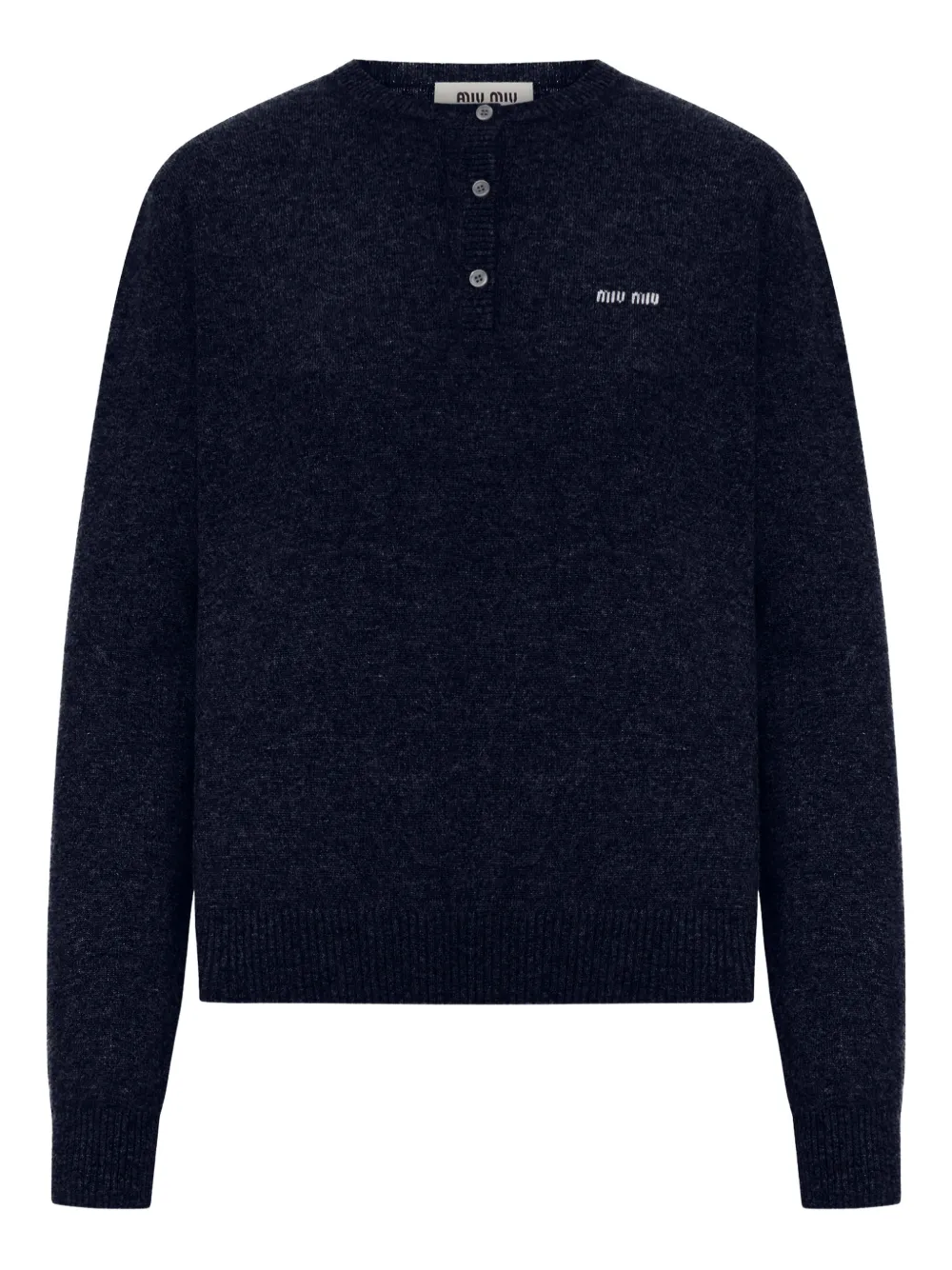 

Свитер с буквенным логотипом и пуговицами Miu Miu, синий