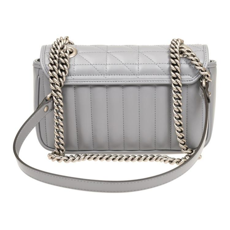 Мини-сумка кросс-боди GUCCI GG Marmont из серой кожи — фото 3