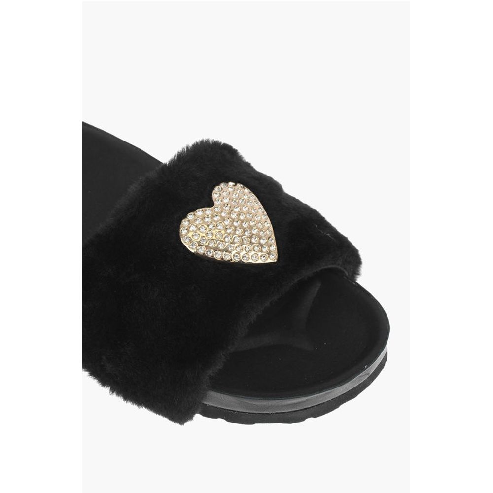 LOVE Сандалии из искусственного меха BIRKI30 слайдеры Moschino, Black — фото 4