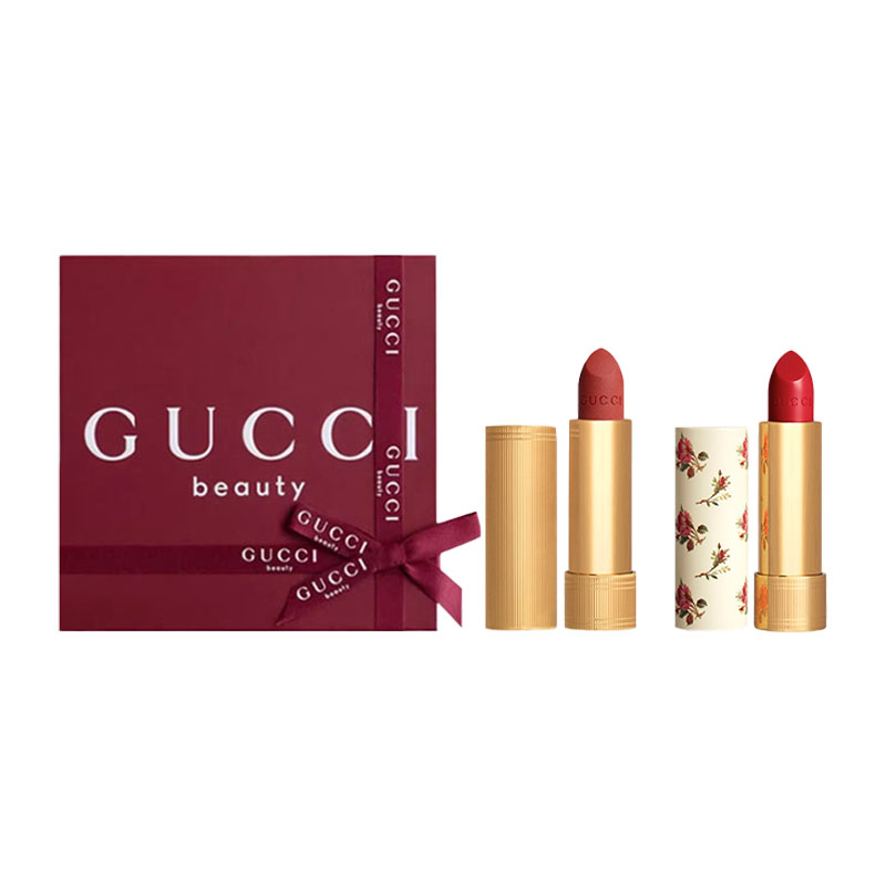 

Набор помад velvet mist в коробке, легко растушевывается, комплектация 3,5г+3,5г GUCCI