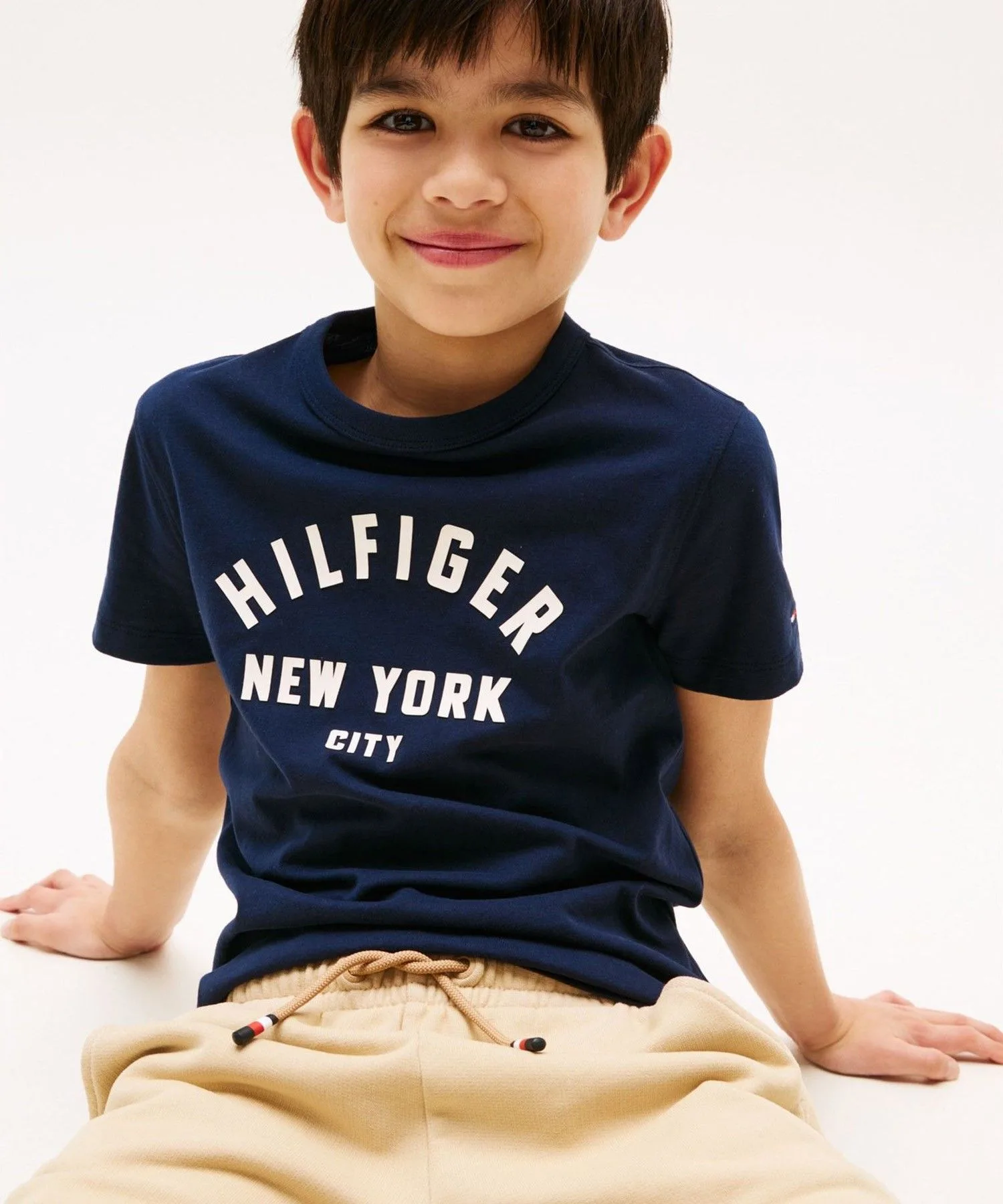 Детская футболка Tommy Hilfiger с логотипом тёмно-синяя — фото 2