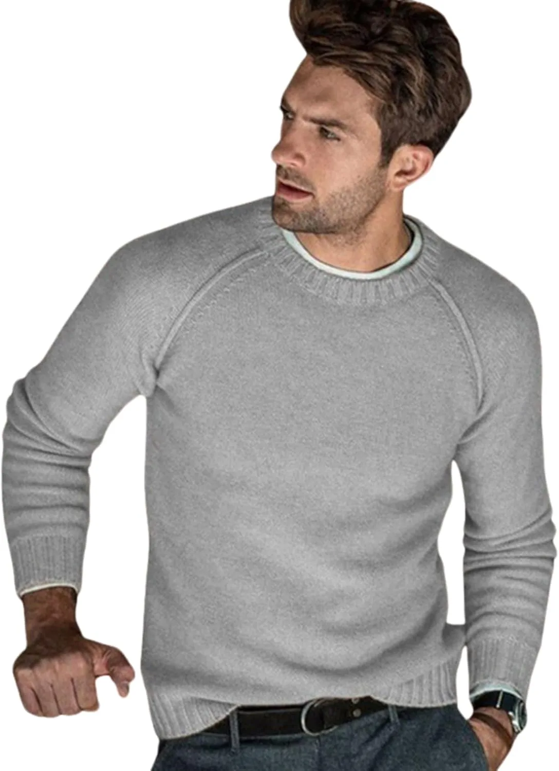 

Мужской свитер LIZALIG Slim Fit с рубчиком, мягкий и легкий, для повседневной носки ранней осенью