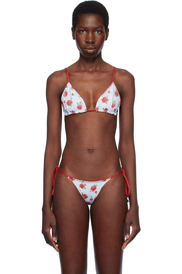 

Топ бикини треугольный с цветочным принтом Lumia Frankies Bikinis, розовый