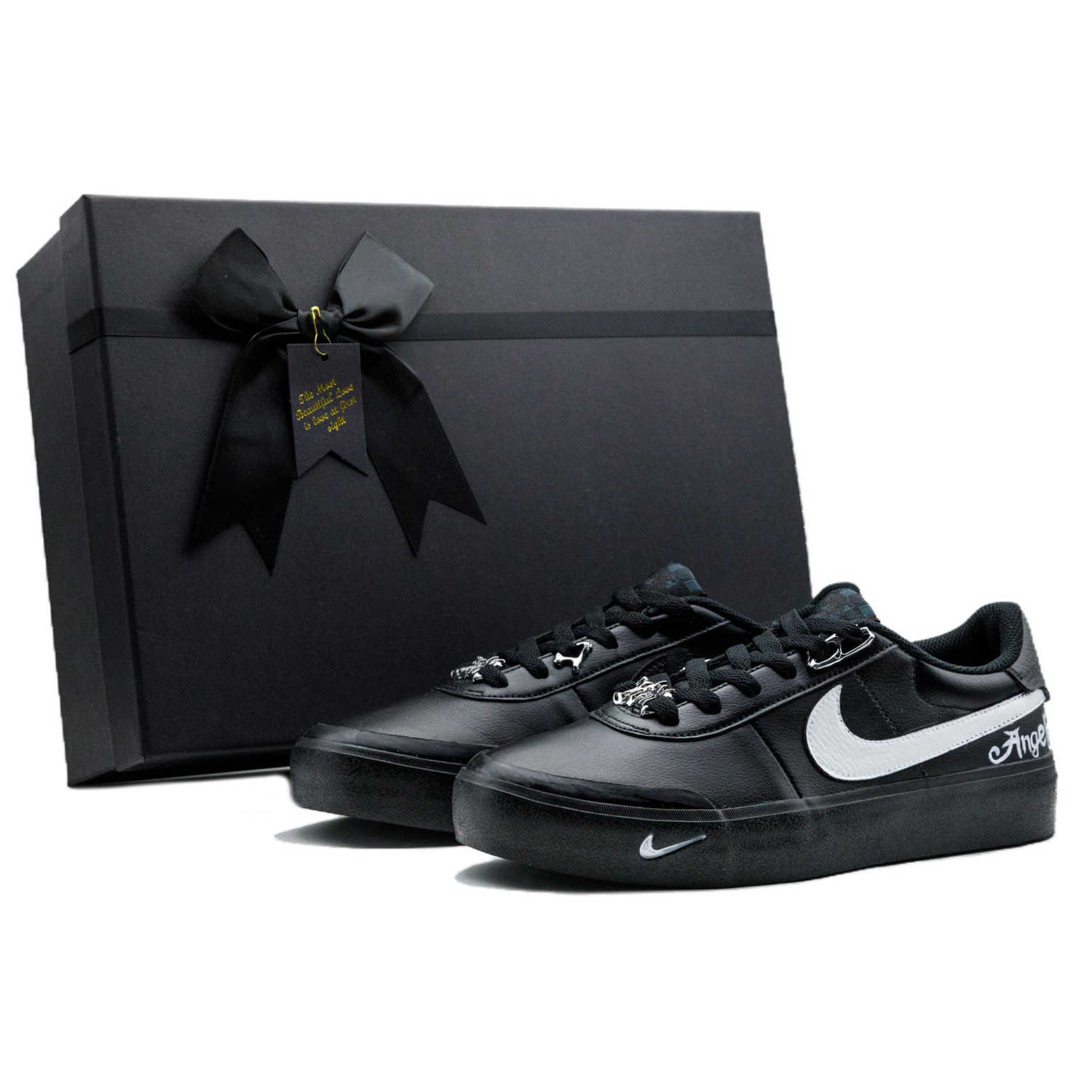

Кроссовки для скейтбординга Court Shot Dark Night A Obsidian Box Abrasion Resistant низкие мужские Nike, черный