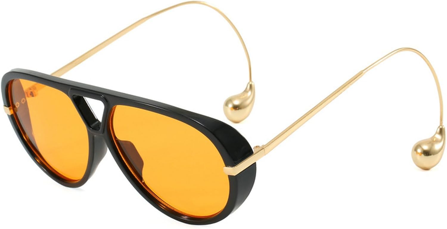 

Круглые солнцезащитные очки 2025 года для женщин и мужчин, в стиле ретро, ​​роскошные дизайнерские, с двойной перемычкой, в стиле «пилот», солнцезащитные очки с защитой от УФ-излучения UV400 mincl, Orange