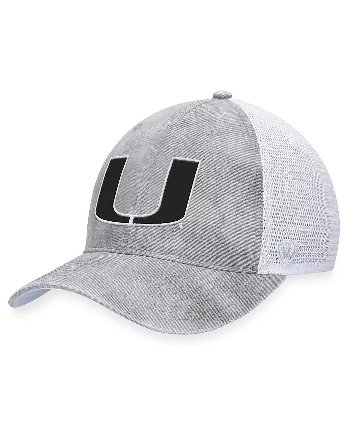 

Мужская серо-белая регулируемая кепка Miami Hurricanes Slate Trucker Top of the World