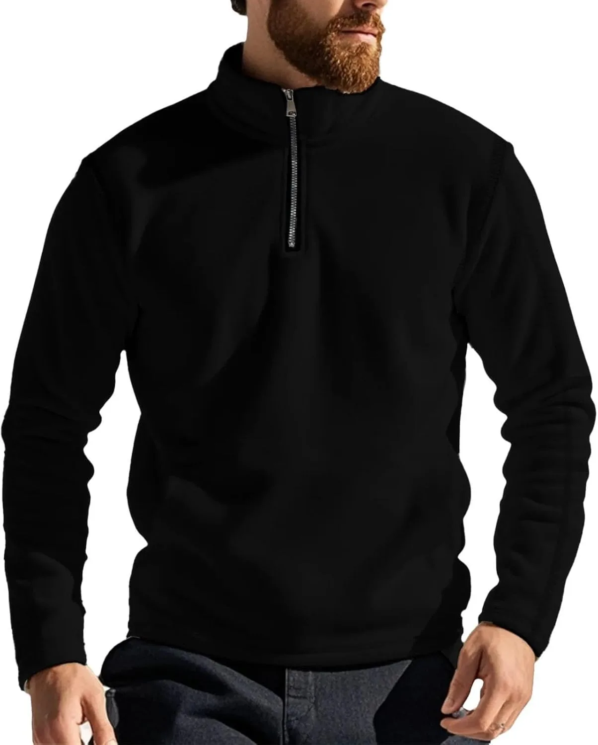 Свитер с воротником-стойкой, мужской, на молнии, с длинными рукавами, Polar Fleece — фото 4
