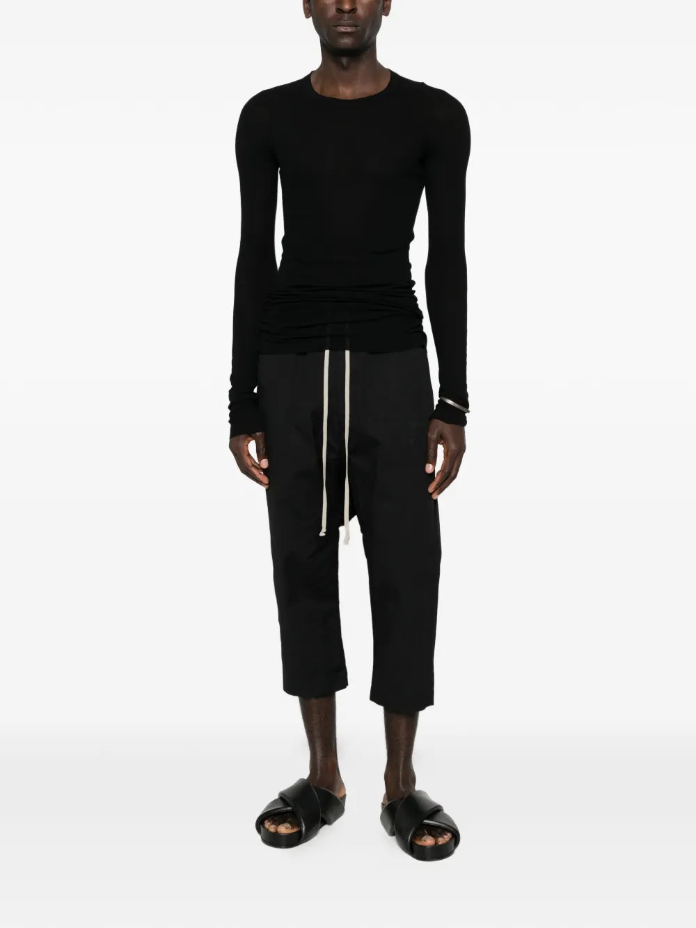 Длинноcлеевaя полосатая футболка Rick Owens, черный — фото 2