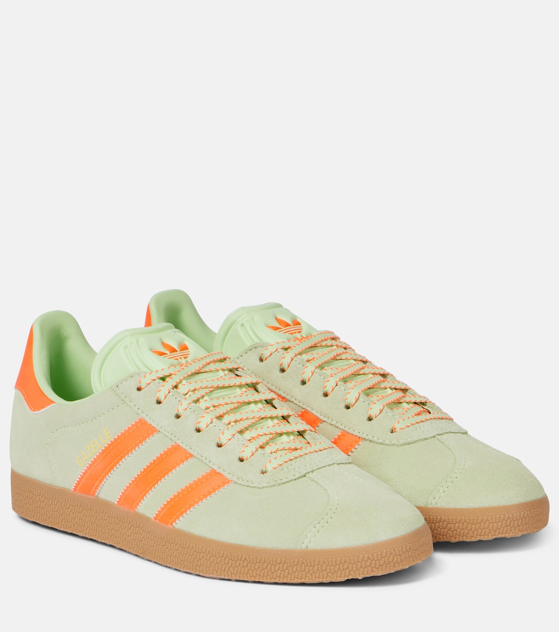 Кроссовки из замши с отделкой из кожи Gazelle Adidas, Semi Green Spark/Solar Orange