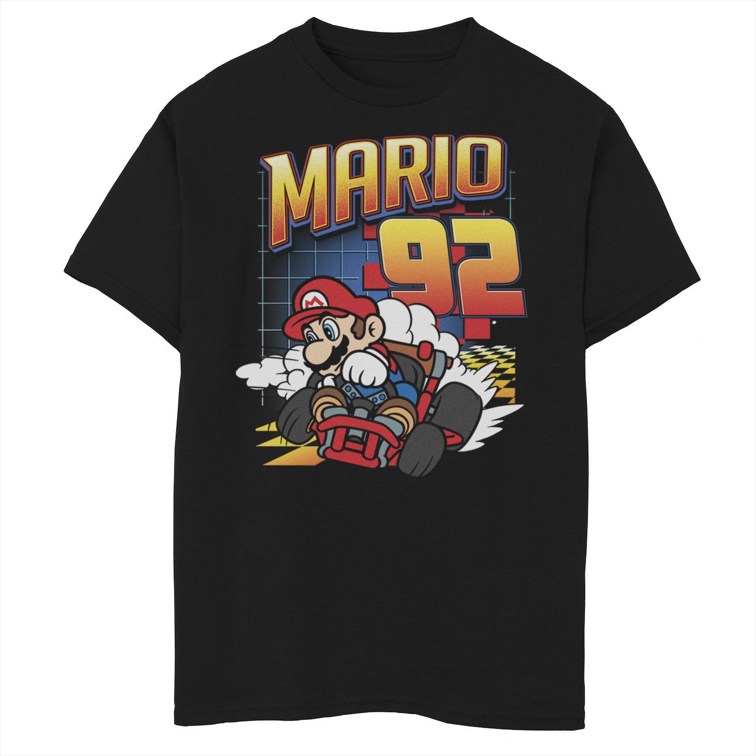 

Красочная футболка Nintendo Mario Kart 92 Classic Drift для мальчиков 8–20 лет Licensed Character, черный