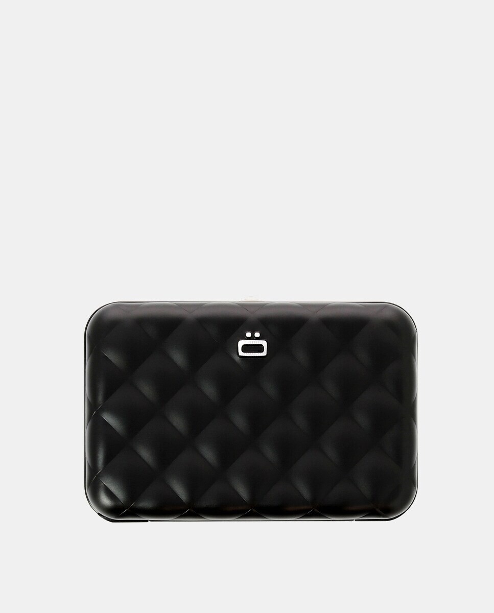 

Черная женская визитница из алюминия с жесткой мягкой подкладкой Ögon Quilted Button Ögon, черный
