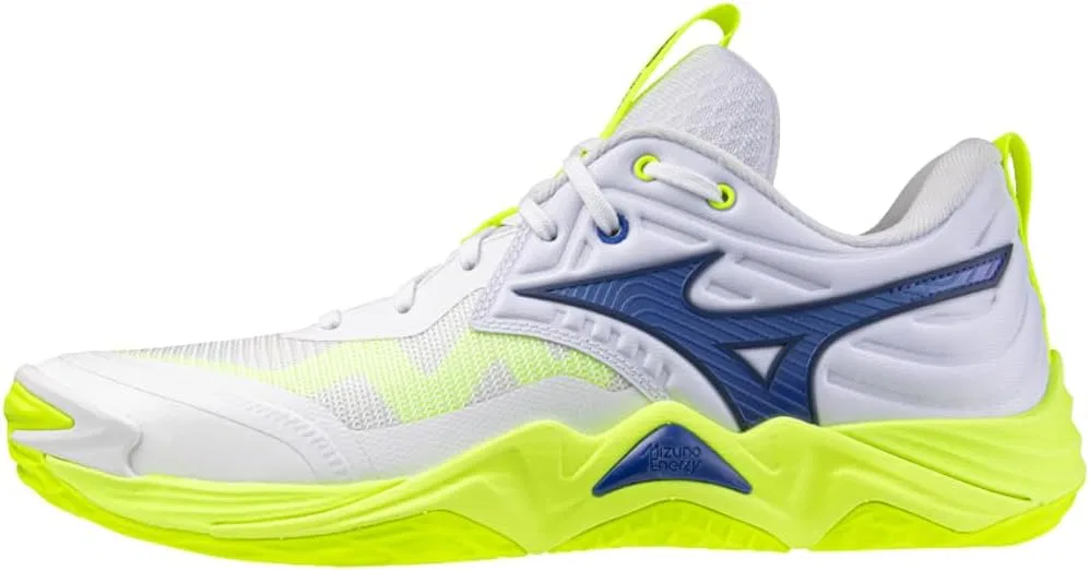 Волейбольные кроссовки Mizuno Wave Momentum Elite, белые, синие, желтые, флуоресцентные