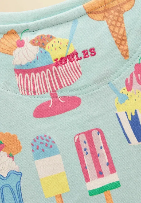 Футболка Regular fit Joules Waverley Embroidered Frill Sleeve, голубое мороженое — фото 4