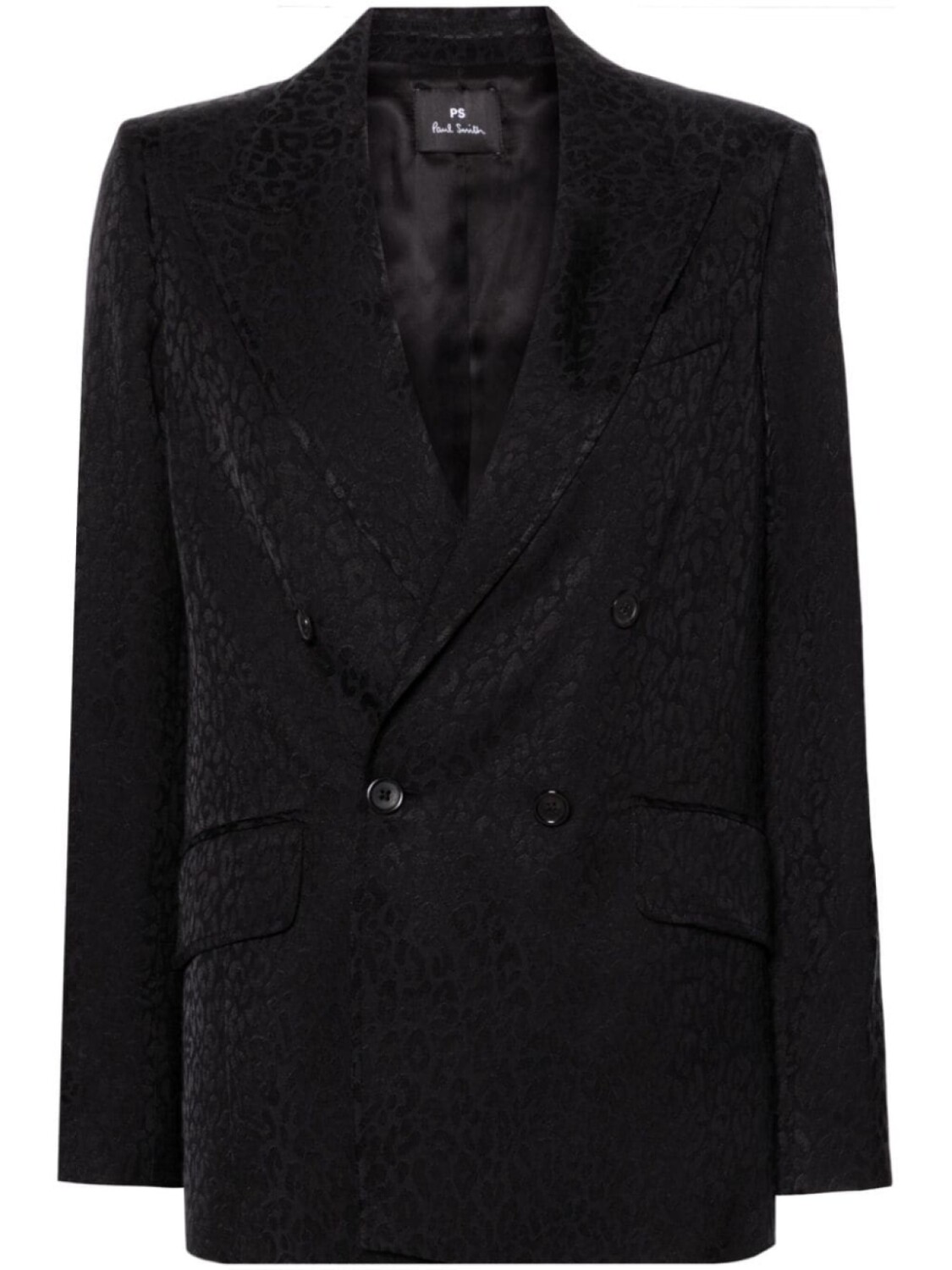 

PS Paul Smith жаккардовый двубортный пиджак с леопардовым узором, черный