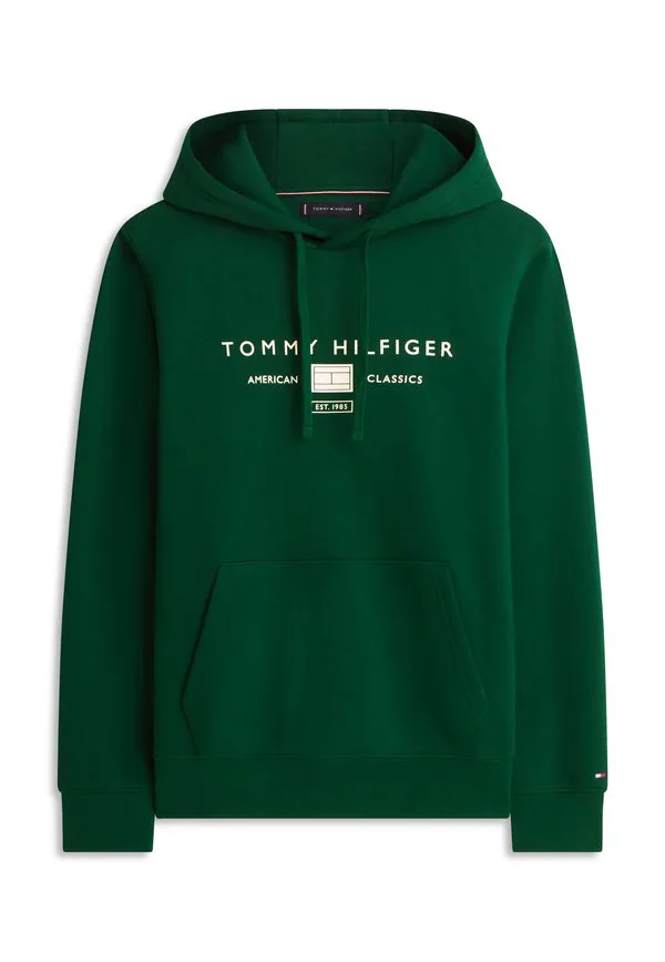 Худи с капюшоном и завязками из махровой ткани с логотипом Tommy Hilfiger, Nocturnal Green — фото 4