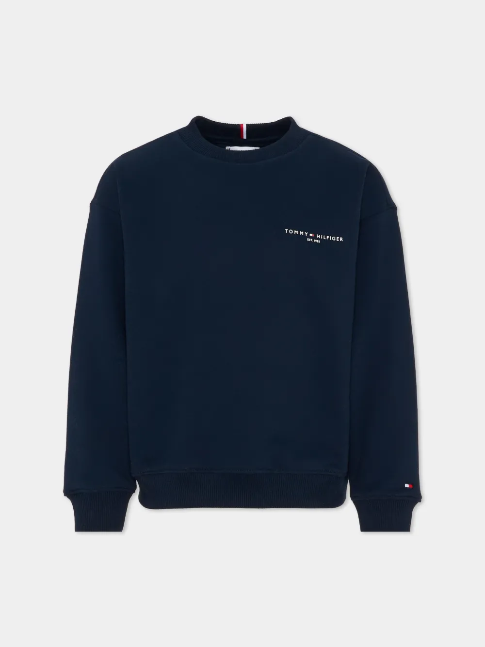 

Свитшот с вышитым логотипом и круглым вырезом Tommy Hilfiger Junior, синий