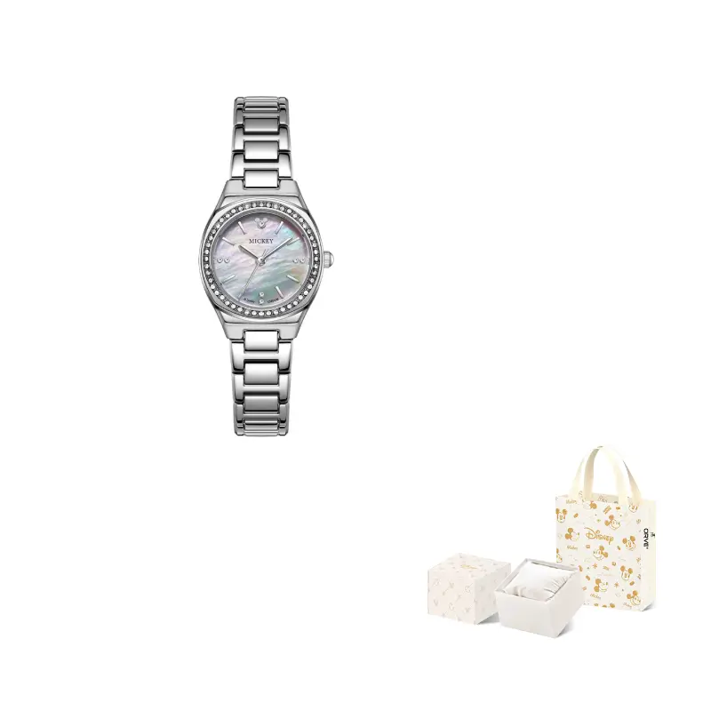 

Часы MICKEY Collection с кварцевым механизмом, ремешок из сплава, женские часы, циферблат цвета перламутра Disney