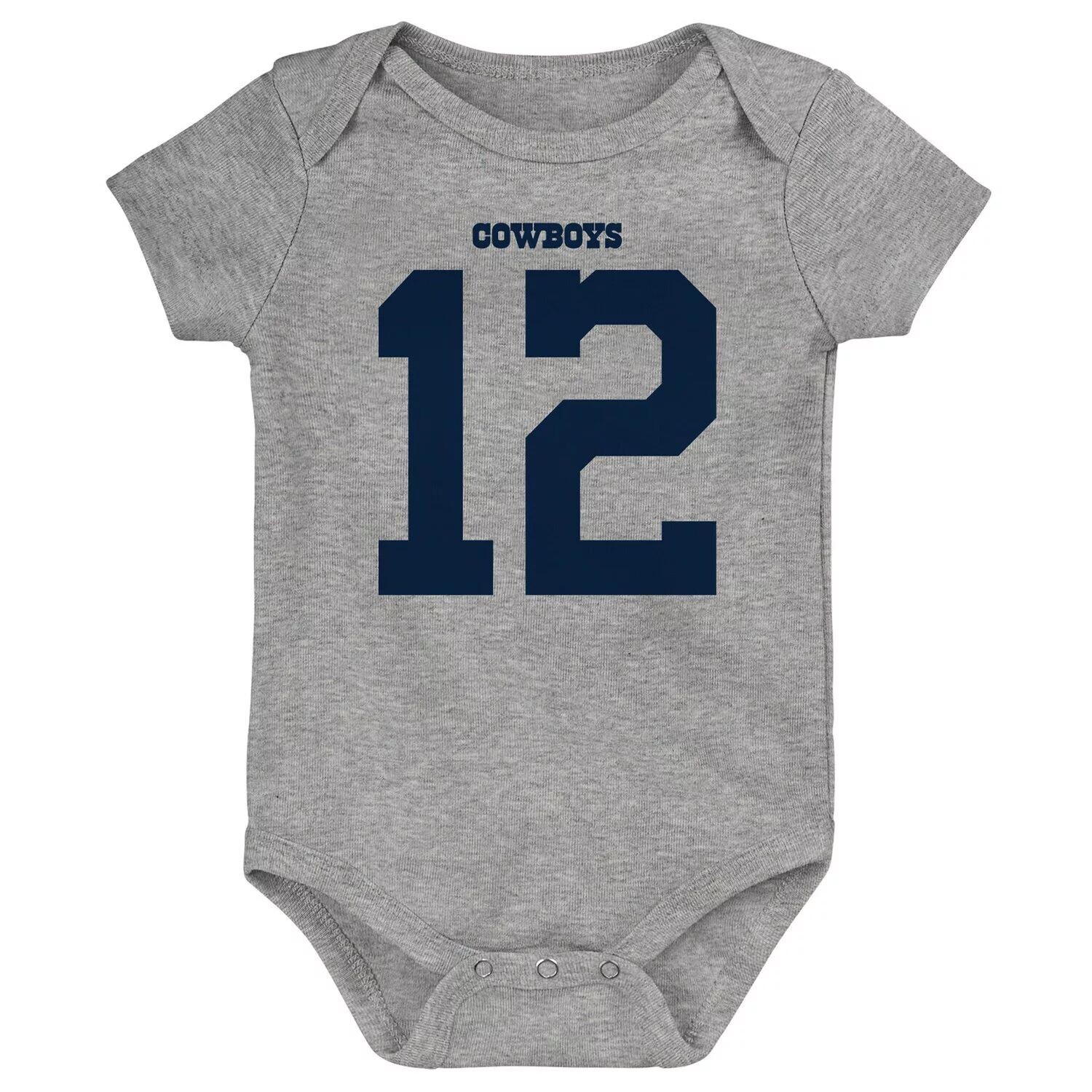 

Младенческая Mitchell & Ness Roger Staubach Heathered Grey Dallas Cowboys Mainliner Боди для пенсионеров с именем и номером игрока Unbranded
