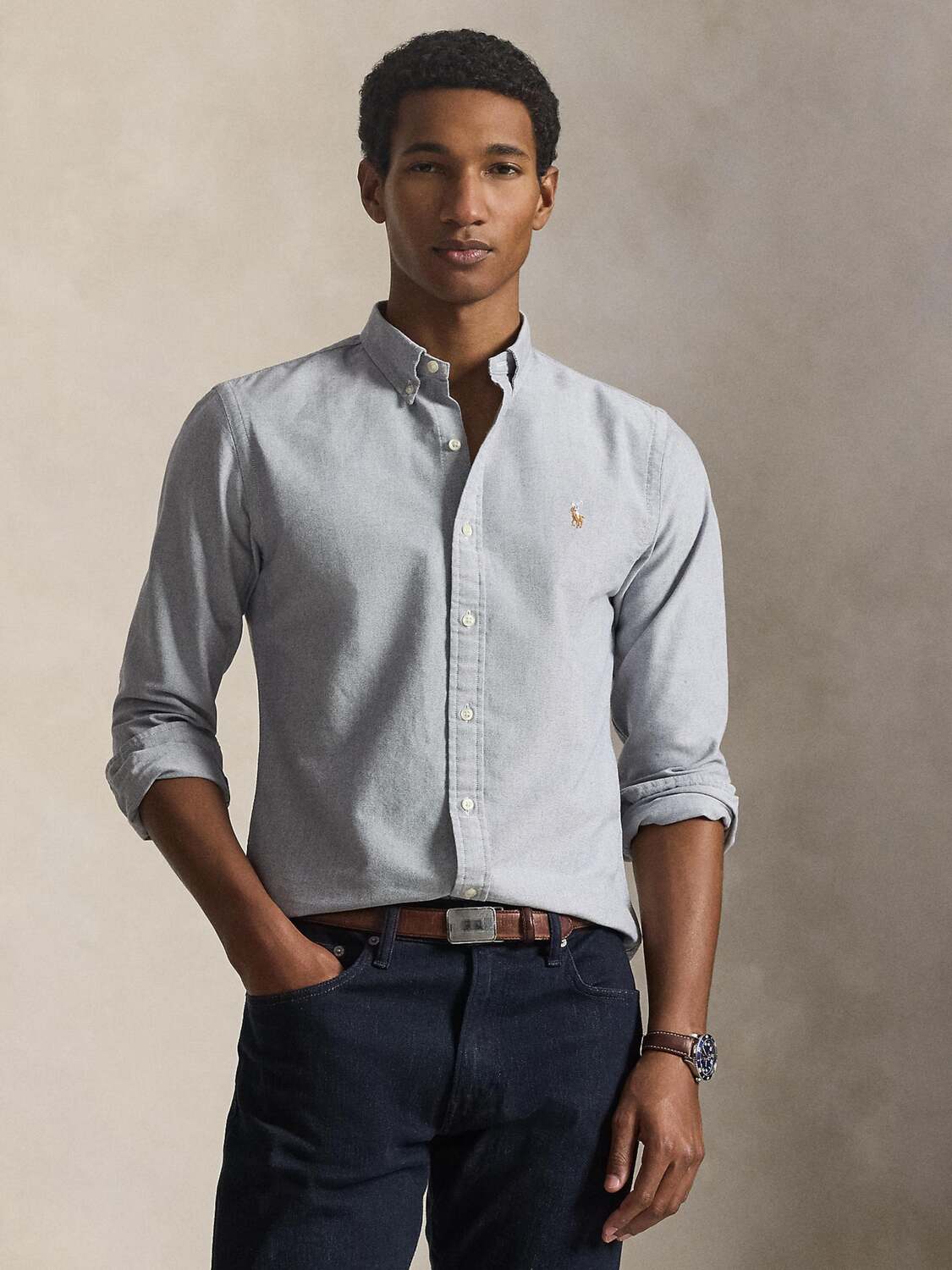 Polo Ralph Lauren Рубашка с пуговицами Slim fit в цвете Smoke Blue — фото 2