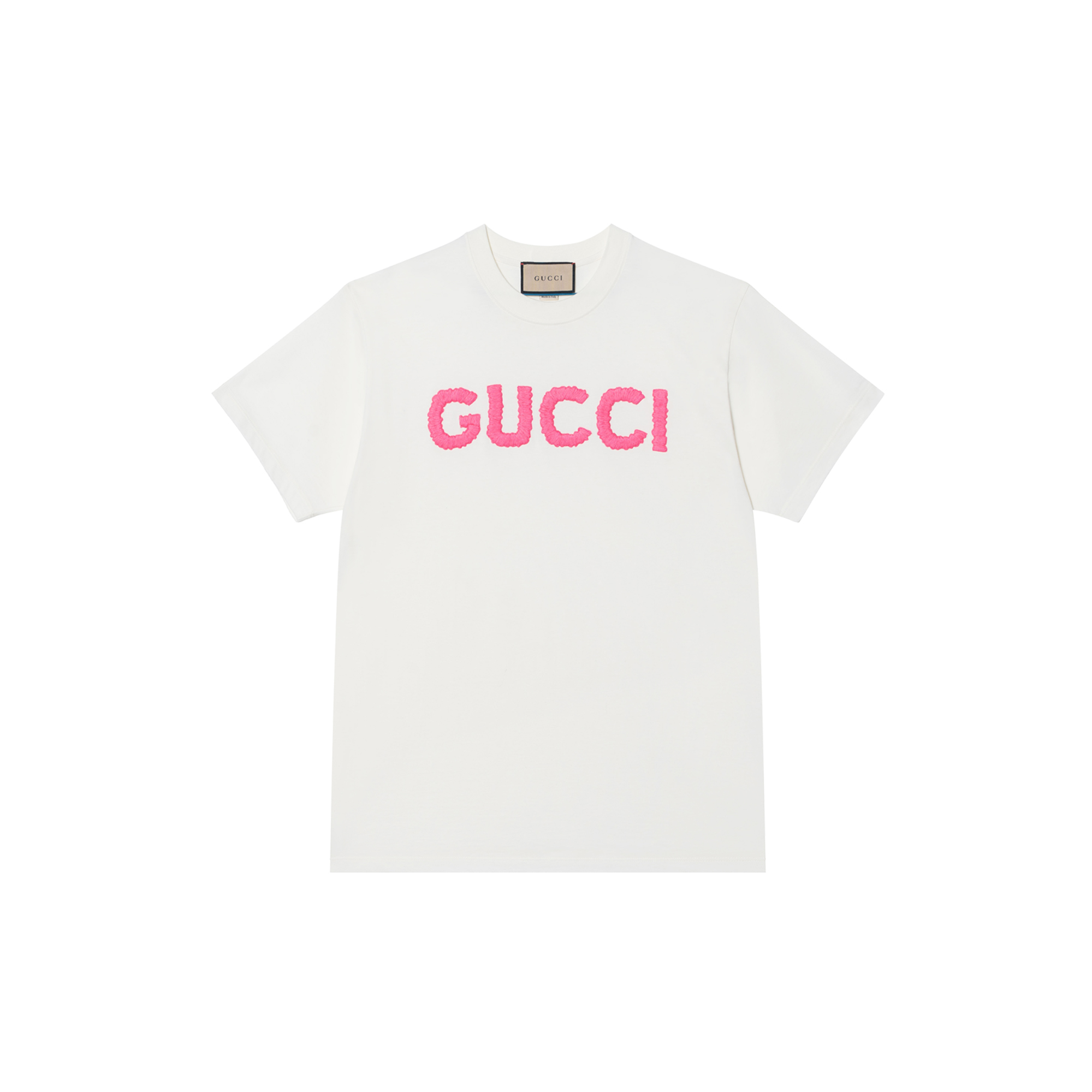 

Футболка с вышитым логотипом GUCCI, экрю