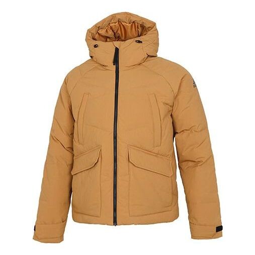 

Пуховик Men's adidas Big Baffle Jkt Casual Sports Zipper Cardigan Hooded Down Jacket Turmeric, желтый