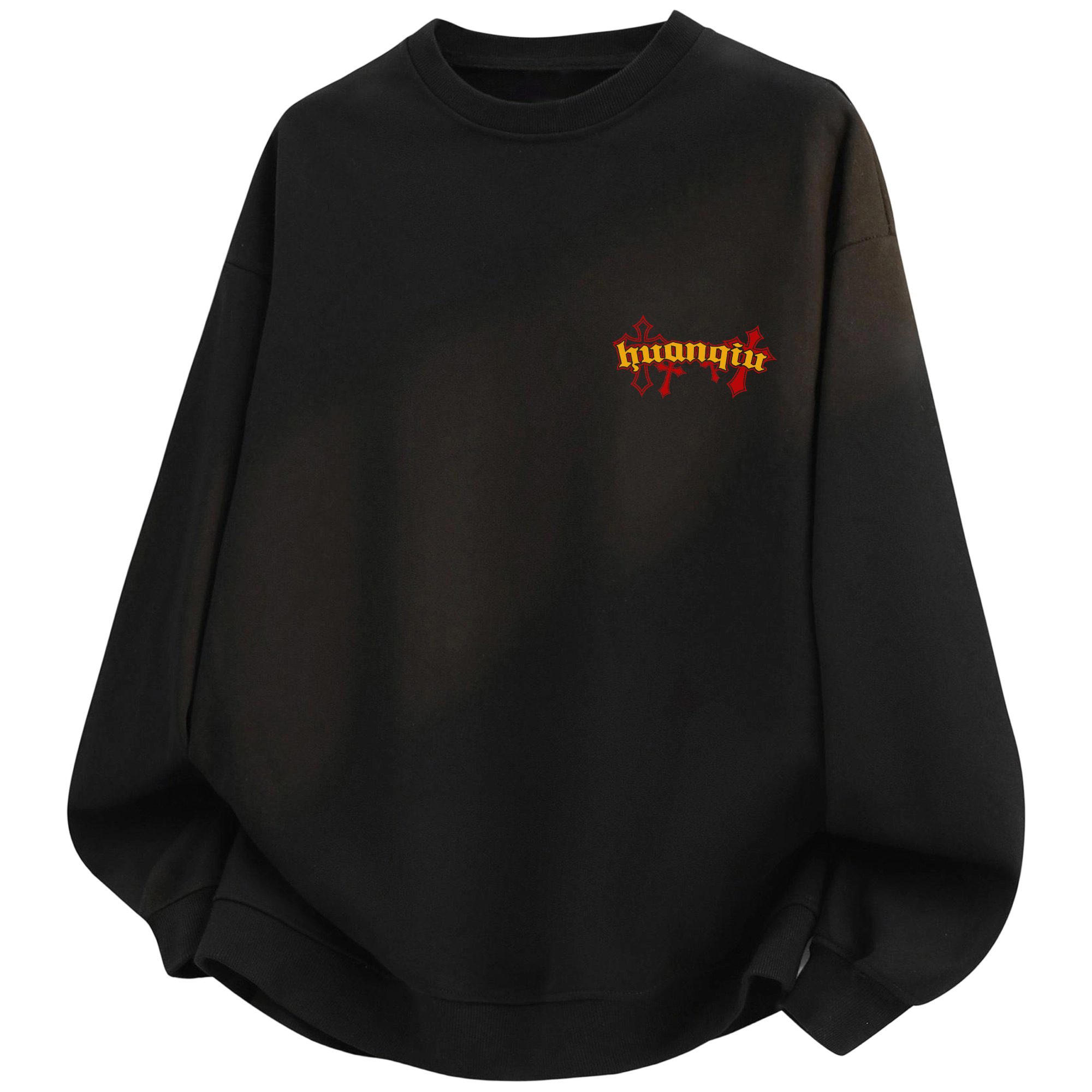 

Свитшот с круглым вырезом Unisex HUANQIU, черный (fleece-lined)