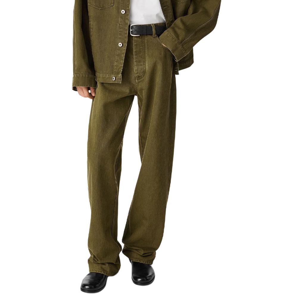 

Джинсы с подвернутым подолом и широкими штанинами Bottega Veneta, зеленый