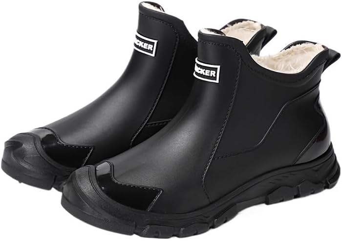 

Водонепроницаемые утепленные резиновые сапоги с противоскользящей подошвой, подкладкой из ПВХ и ткани, с круглым носком для активного отдыха на улице Hhhchpm, черный