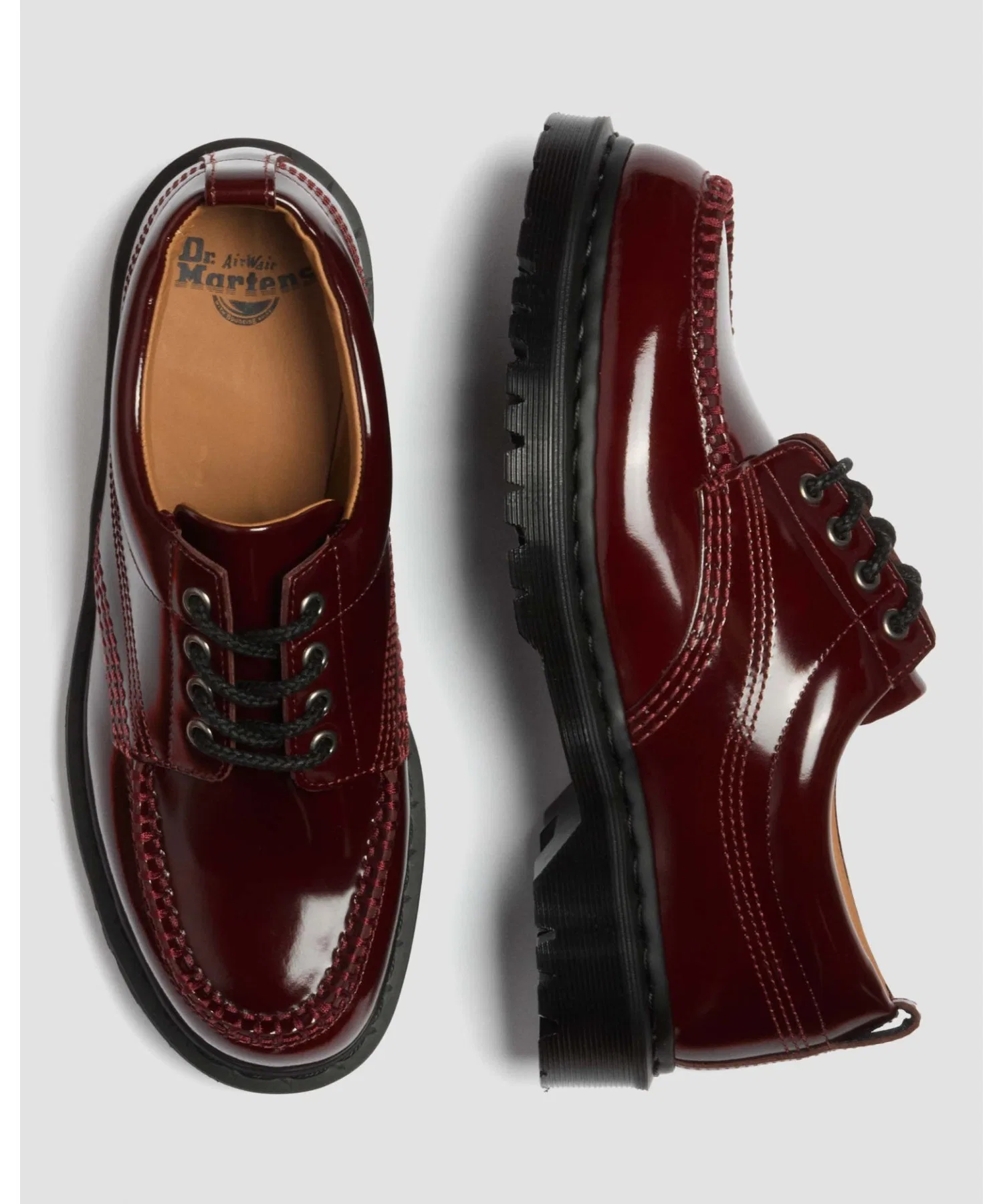Унисекс обувь Dr. Martens LOWELL 4 отверстия из кожи вишнёво-красного цвета — фото 2