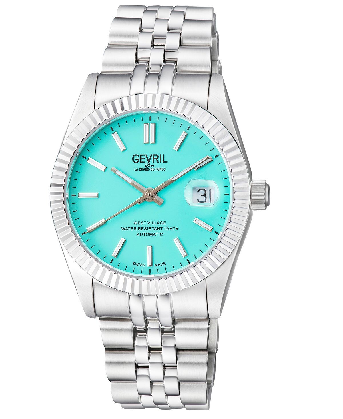 

Мужские часы West Village Swiss автоматические серебристого цвета с браслетом из нержавеющей стали, 40 мм Gevril
