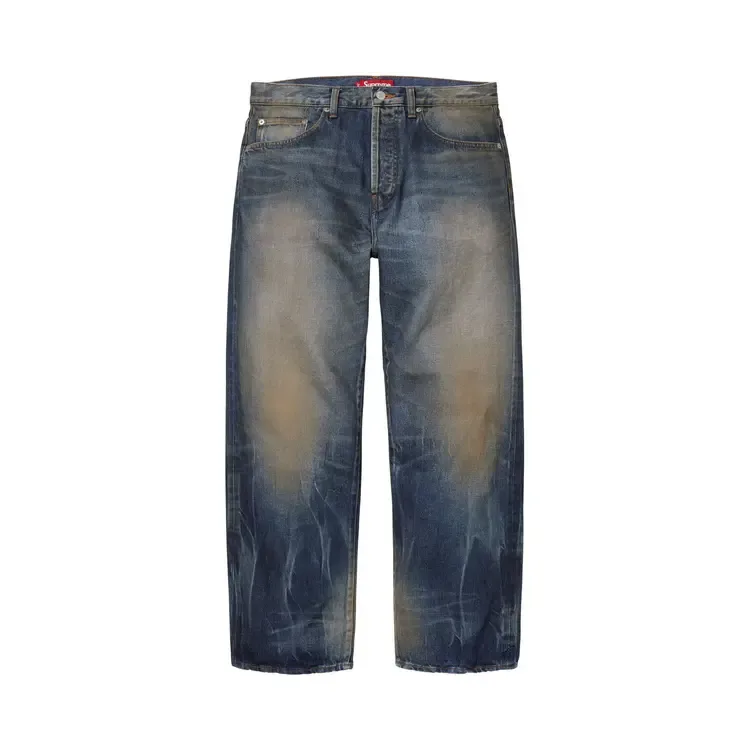 Джинсы Supreme Distressed Loose Fit Selvedge Jean цвета «выстиранный индиго»