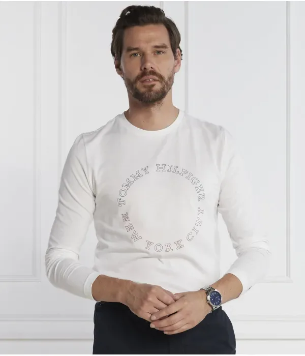 Футболка с длинным рукавом, монотип, круглая slim fit Tommy Hilfiger, белый — фото 3