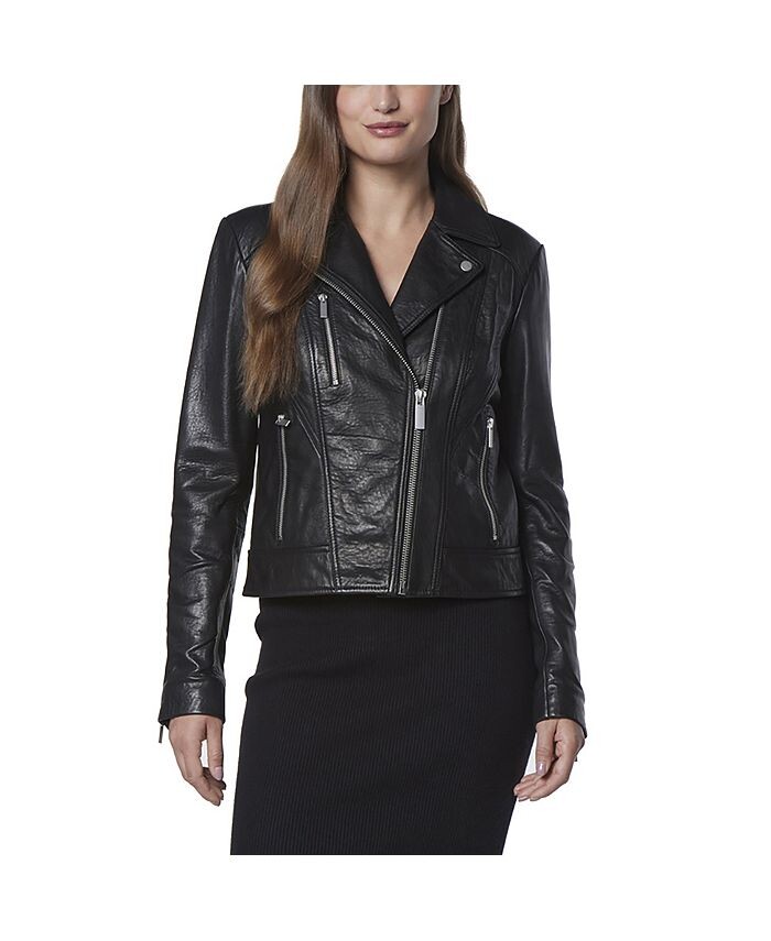 

Кожаная женская куртка Carnegie Moto Andrew Marc Black Label, черный