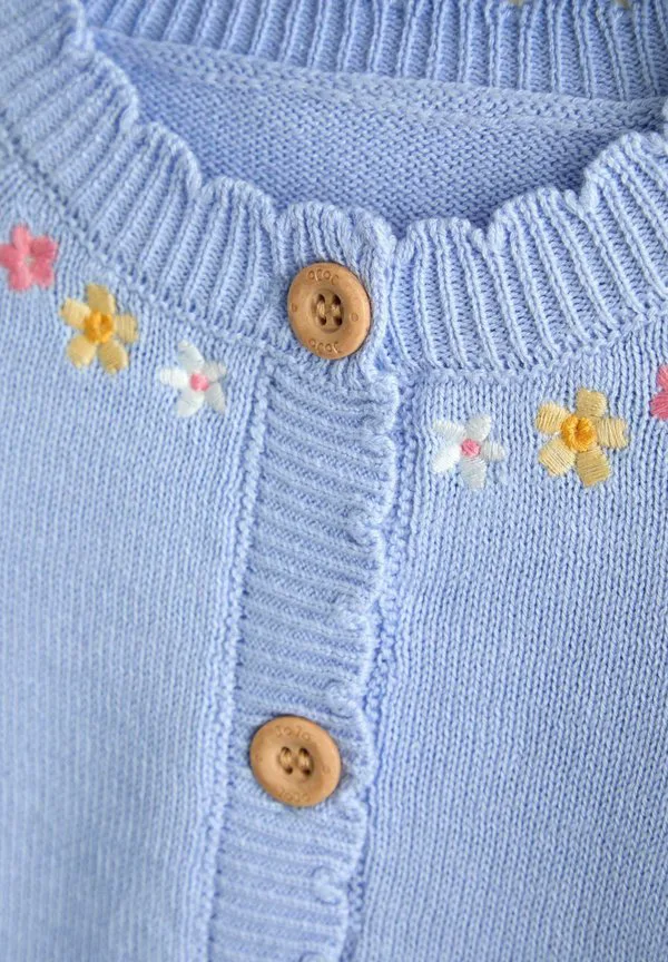 Кардиган с вышивкой в виде мышек и цветов. Jojo Maman Bébé, Mid Blue — фото 3