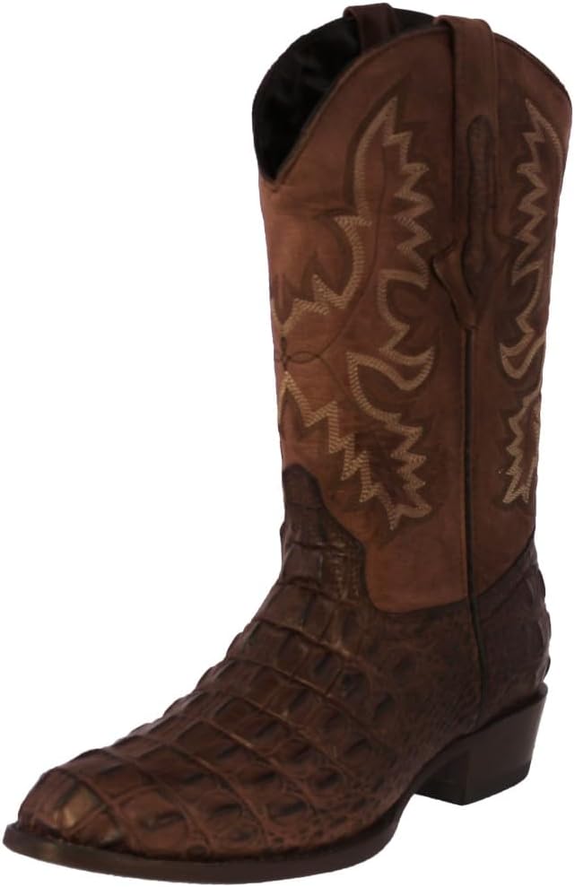 

Мужские ковбойские сапоги El Presidente Mens Western, коричневая кожа, узор под аллигатора на задней части, круглый носок