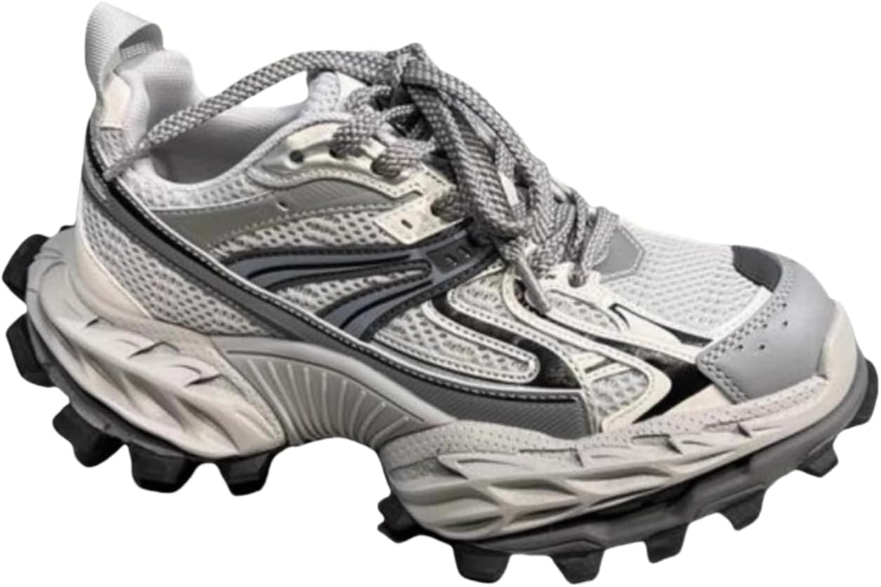 

Мужские кроссовки Kpdwfms с цветными блоками и массивной платформой: шнуровка, противоскользящие, повседневные для прогулок, вождения и ежедневного ношения, серый