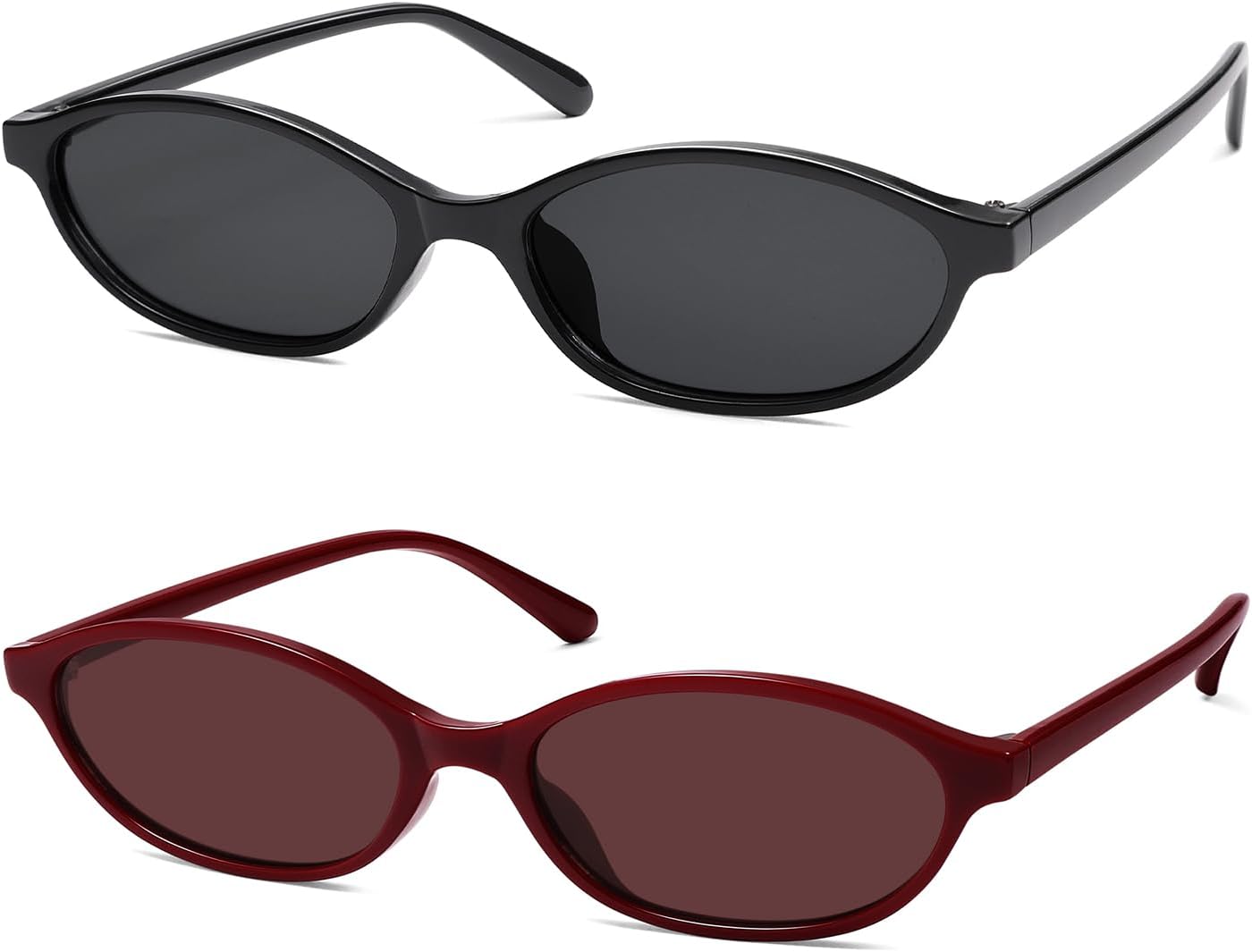 

Ретро-солнцезащитные очки «кошачий глаз» овальной формы для женщин, модные узкие солнцезащитные очки в стиле Y2k, дизайнерские солнцезащитные очки AR82253 HERJOUR, B03 Black+burgundy