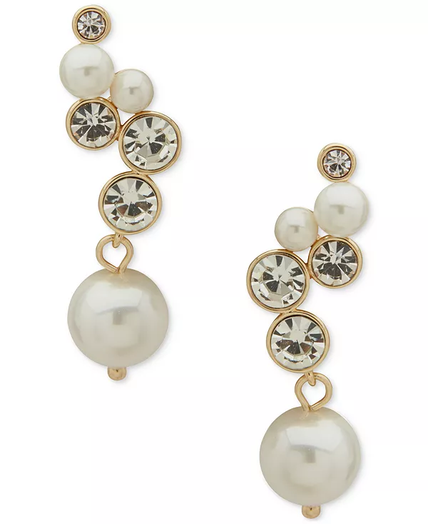 

Серьги-Клаймеры с золотистыми кристаллами и искусственным жемчугом Emily In Paris, white