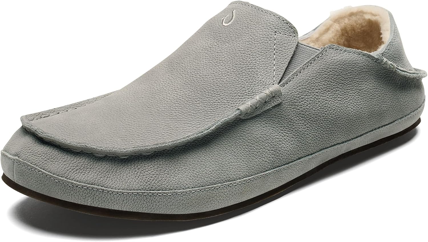 

Мужские слипоны OLUKAI Moloa, премиальная кожаная обувь, мягкая подкладка из натуральной овчины и гелевый вкладыш, удобная пятка и комфорт на весь день, Sharkskin/Sharkskin