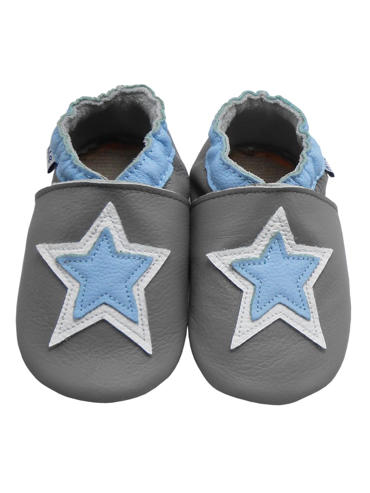 

Mejale Серые детские прогулочные туфли из натуральной кожи с нескользящей подошвой и узором в виде звезд