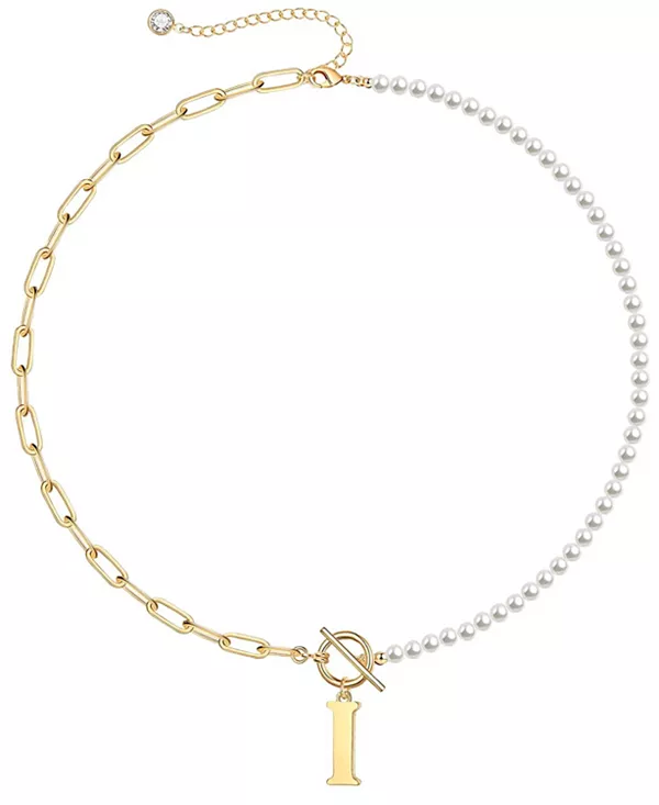 

Ожерелье-Цепочка с застежкой-тогл, позолоченное 14 карат, с имитацией жемчуга Rachel Glauber, i