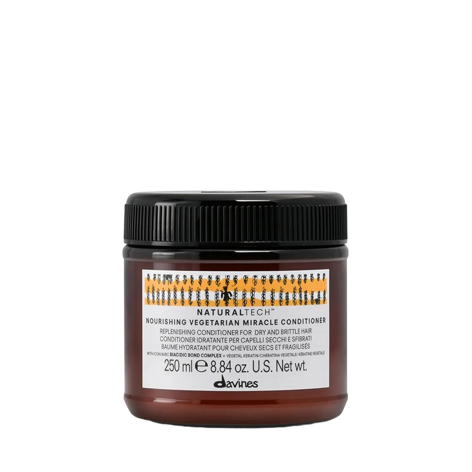 Davines Naturaltech Nourishing Vegetarian Miracle Conditioner, восстанавливающий и увлажняющий для сухих и поврежденных волос, с растительным кератином, 250 мл 249.48 г (1 шт.)