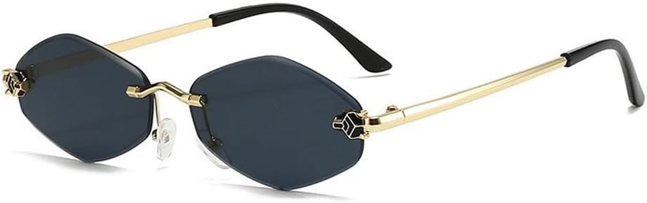 

Женские солнцезащитные очки в стиле панк с шестиугольной оправой, модные, в маленькой многоугольной оправе, винтажные, без оправы, защита от УФ-излучения UV400 WNCKSQ, C1blackgray