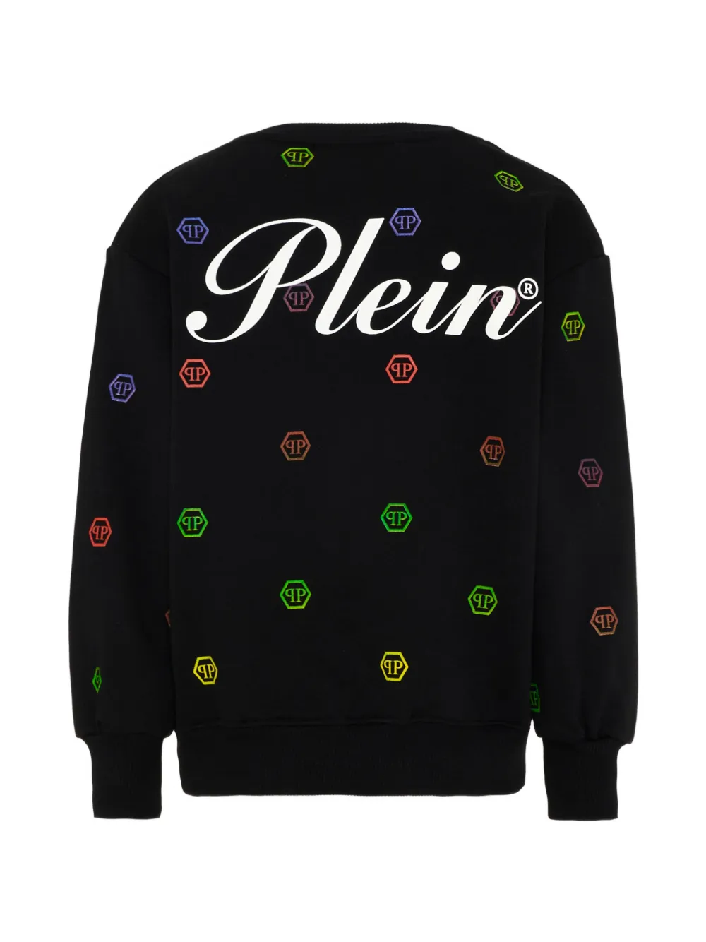 Свитшот с круглым вырезом и принтом-логотипом Philipp Plein Junior, черный — фото 2