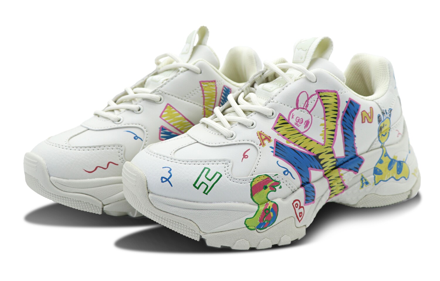 Кроссовки MLB Big Ball Chunky Chunky Sneakers Unisex Low-top Blue/Yellow/White/Green/Pink, слоновая кость — фото 3