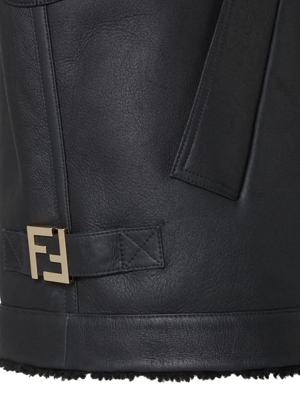 Жилет на молнии с меховым воротником Fendi, черный — фото 3