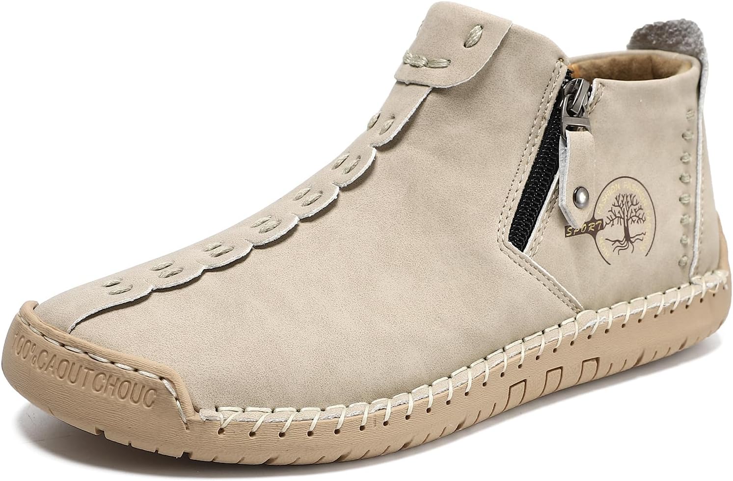 

Средневековые кожаные ботинки Ренессанс для улицы, повседневные, в ретро-стиле, на молнии, с мягкой подошвой, мужские ботинки для вождения Hhhchpm, Sand Color